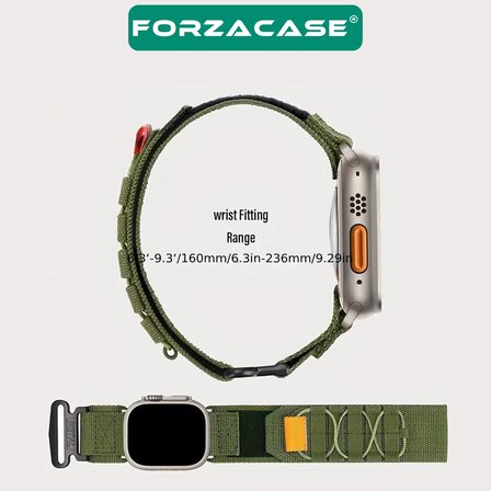 Forzacase Apple Watch 9 45mm ile uyumlu Orbital Örgülü Halat Tasarımlı Hasır Kordon - FC1241