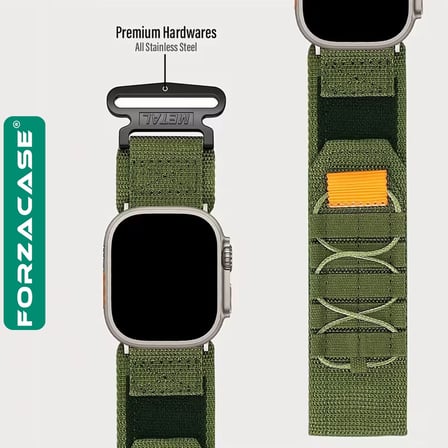 Forzacase Apple Watch Ultra 49mm ile uyumlu Orbital Örgülü Halat Tasarımlı Hasır Kordon - FC1241