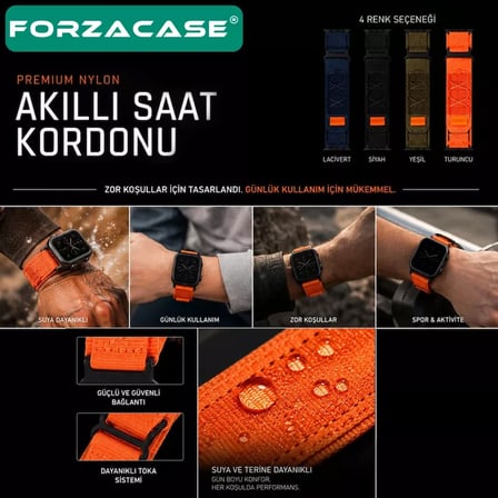 Forzacase Apple Watch 12 46mm ile uyumlu Orbital Örgülü Halat Tasarımlı Hasır Kordon - FC1241