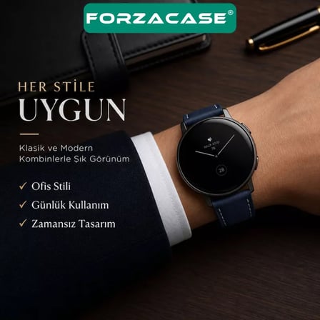Forzacase Xiaomi Watch S5 46mm ile uyumlu Suni Deri Kordon Kayış - FC1243
