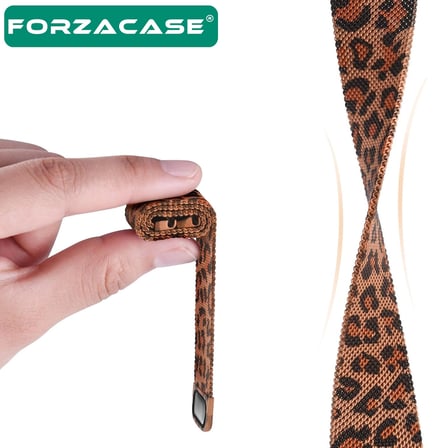 Forzacase Honor Watch ES ile uyumlu Leopar Desen Metal Mıknatıslı Kordon Kayış - FC1244