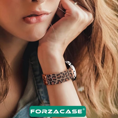 Forzacase Xiaomi Watch 2 Pro ile uyumlu Leopar Desen Metal Mıknatıslı Kordon Kayış - FC1245