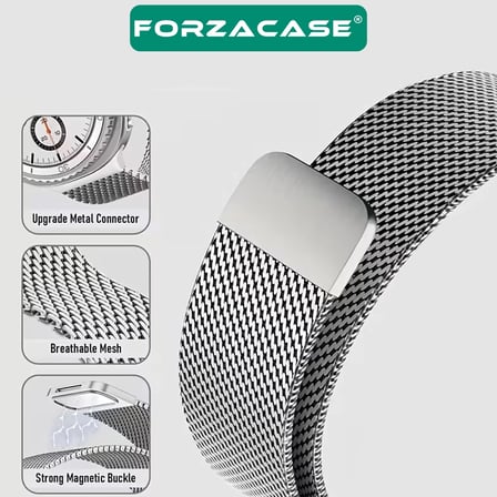 Forzacase Samsung Galaxy Watch 8 44mm ile uyumlu Metal Mıknatıslı Kordon Kayış - FC1246