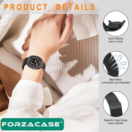 Forzacase Samsung Galaxy Watch 7 Ultra 47mm ile uyumlu Metal Mıknatıslı Kordon Kayış - FC1247