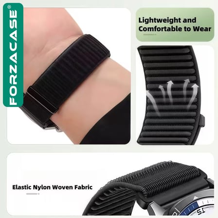 Forzacase Samsung Galaxy Watch 8 44mm ile uyumlu Cırtlı Hasır Örgü Kumaş Kordon Kayış - FC1248