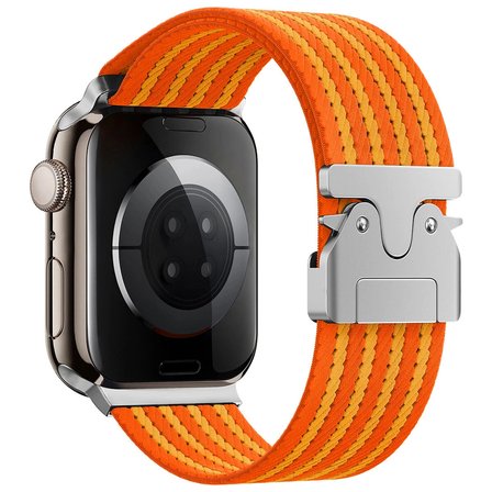 Forzacase Apple Watch Ultra 2 49mm ile uyumlu Mekanik Tokalı Çizgili Hasır Örgü Kordon - FC1255