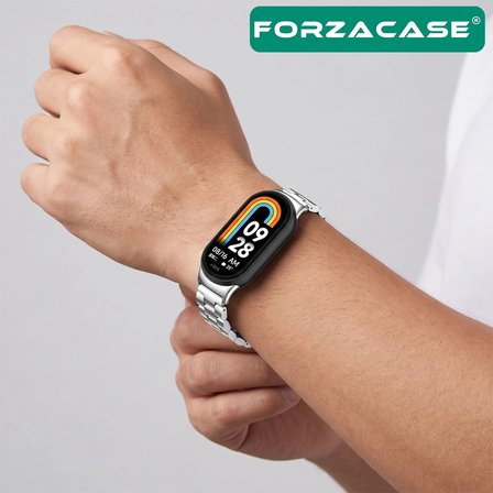 Forzacase Xiaomi Mi Band 8 / 9 / 10 ile uyumlu Metal Baklalı Kordon Kayış - FC1257