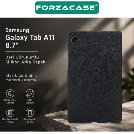 Forzacase Samsung Galaxy Tab A9 8.7 inç ile uyumlu Deri Görünümlü Silikon Kapak Kılıf - FC1259