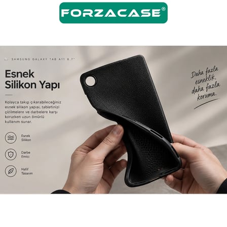 Forzacase Samsung Galaxy Tab A9 8.7 inç ile uyumlu Deri Görünümlü Silikon Kapak Kılıf - FC1259