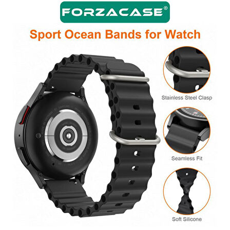 Forzacase Huawei Watch GT5 Pro 46mm ile uyumlu Ocean Oluklu Silikon Kordon Kayış - FC143
