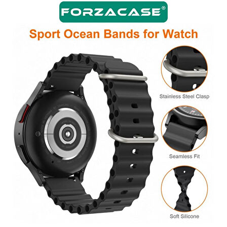 Forzacase Huawei Watch GT 6 46mm ile uyumlu Ocean Oluklu Silikon Kordon Kayış - FC143