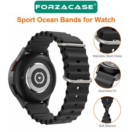 Forzacase Honor Watch 6 46mm ile uyumlu Ocean Oluklu Silikon Kordon Kayış - FC143