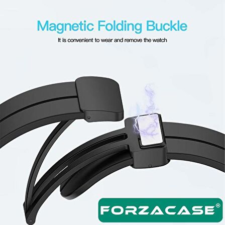 Forzacase Universal 22mm Akıllı Saatler için Manyetik Tokalı Silikon Kordon Kayış - FC144