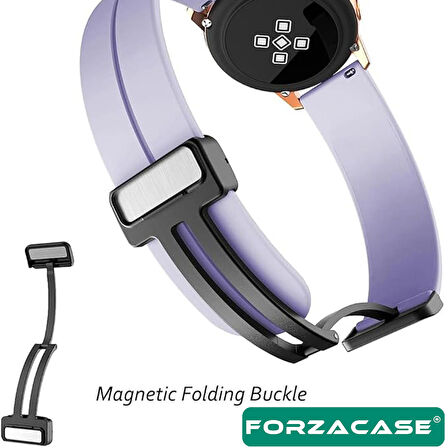 Forzacase Universal 22mm Akıllı Saatler için Manyetik Tokalı Silikon Kordon Kayış - FC144