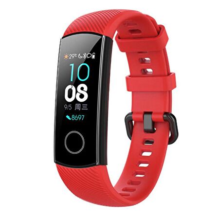 Forzacase Honor Band 5 - Band 4 için Çizgili Sportif Silikon Kordon Kayış - FC154