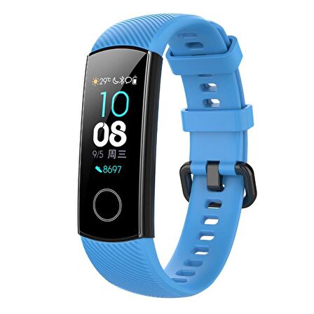 Forzacase Honor Band 5 - Band 4 için Çizgili Sportif Silikon Kordon Kayış - FC154