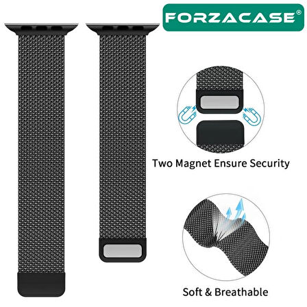 Forzacase Apple Watch Ultra 3 49mm ile Uyumlu Metal Mıknatıslı Kordon Kayış - FC157