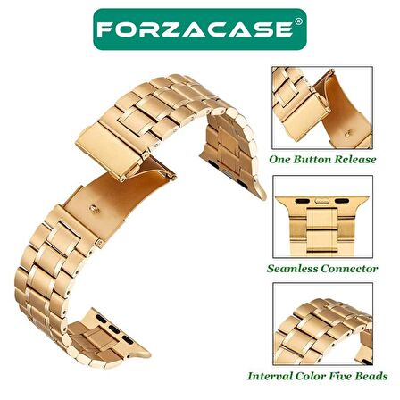 Forzacase Apple Watch 8 45 mm Uyumlu Metal Bakla Kordon Kayış - FC179