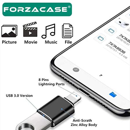 Forzacase Lightning to USB 3.0 Çevirici Adaptör Usb Flash Klavye Mouse iPhone iPad Uyumlu - FC199