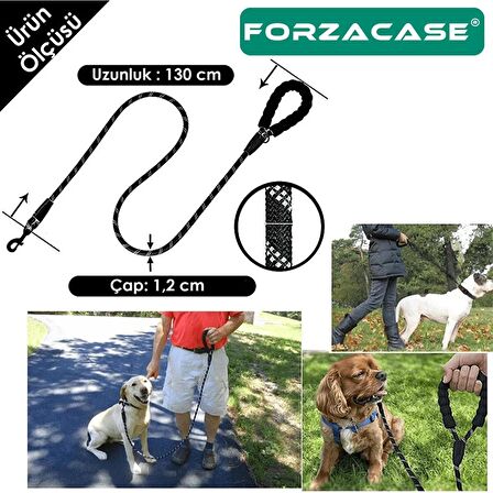 Forzacase Orta ve Büyük Boy Köpekler için Reflektörlü Gezdirme Tasması 130 cm - FC235