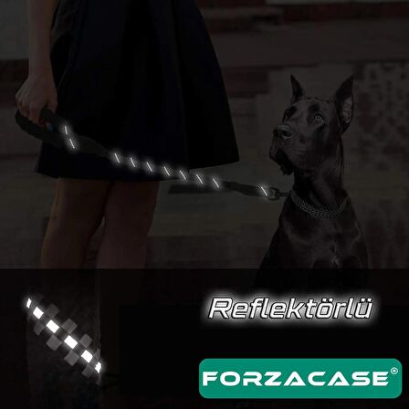 Forzacase Orta ve Büyük Boy Köpekler için Reflektörlü Gezdirme Tasması 130 cm - FC235