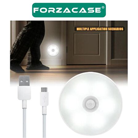 Forzacase Hareket Sensörlü USB Şarjlı Led Işık Lamba Mutfak Dolap Banyo için - FC244