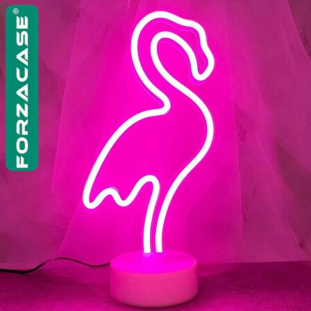 Forzacase Usb’li Flamingo Neon Led Işıklı Masa Ve Gece Lambası Dekoratif Aydınlatma - FC247