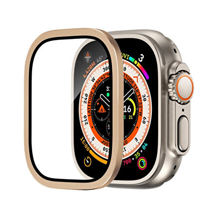 Forzacase Apple Watch Ultra 2 49 mm Uyumlu Metal Çerçeveli Tam Kaplayan 3D Ekran Koruyucu Cam - FC249