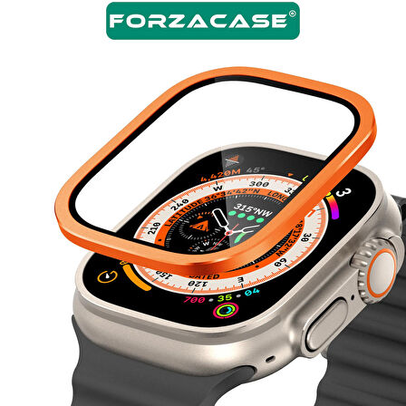 Forzacase Apple Watch Ultra 2 49 mm Uyumlu Metal Çerçeveli Tam Kaplayan 3D Ekran Koruyucu Cam - FC249