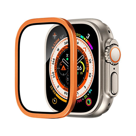 Forzacase Apple Watch Ultra 2 49 mm Uyumlu Metal Çerçeveli Tam Kaplayan 3D Ekran Koruyucu Cam - FC249