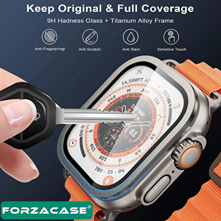 Forzacase Apple Watch Ultra 2 49 mm Uyumlu Metal Çerçeveli Tam Kaplayan 3D Ekran Koruyucu Cam - FC249