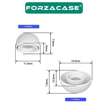 Forzacase Airpods Pro için 2 Çift Yedek Silikon Kulaklık Ucu S / L Gürültü Engellemeli Tıkaç - FC251