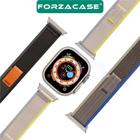 Forzacase Apple Watch 10 Series 46mm ile uyumlu Trial Cırtlı Hasır Kumaş Kordon Kayış - FC266