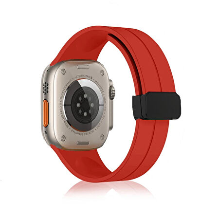 Forzacase Apple Watch Ultra 49mm Uyumlu Manyetik Tokalı 22mm Silikon Kordon Kayış - FC272