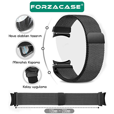 Forzacase Samsung Galaxy Watch 5 44mm ile uyumlu Metal Mıknatıslı Kordon Kayış - FC302