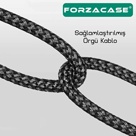 Forzacase iPhone iPad için Hydra Serisi Örgülü Lightning USB Şarj ve Data Kablosu 2.4A 1 metre FC308