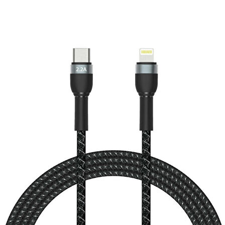 Forzacase Hydra Serisi Type-C to Lightning Örgülü 2.2A Hızlı Şarj Kablosu 2 metre - FC318