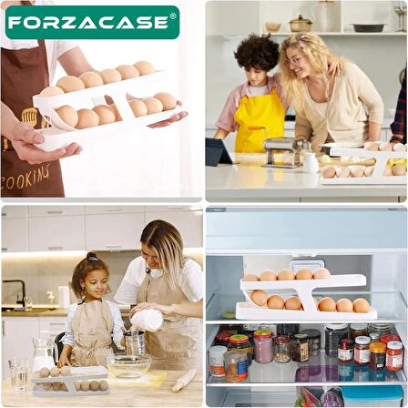 Forzacase 2 Katlı Otomatik Buzdolabı Yumurta Standı Organizer Yumurtalık Rafı Saklama Kabı - FC327