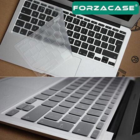 Forzacase Apple Macbook 16’ Touch Bar A2141 Silikon Klavye Koruması Şeffaf EU / Türkçe- FC338