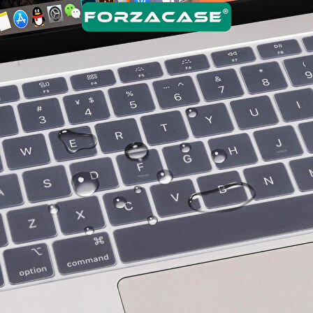 Forzacase Apple Macbook 16’ Touch Bar A2141 Silikon Klavye Koruması Şeffaf EU / Türkçe- FC338