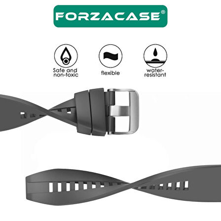 Forzacase Garmin Venu 3 45mm ile uyumlu Tokalı Çizgi Desen Silikon Kordon Kayış - FC369