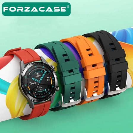 Forzacase Honor Watch GS 3 ile uyumlu Tokalı Çizgi Desen Silikon Kordon Kayış - FC369