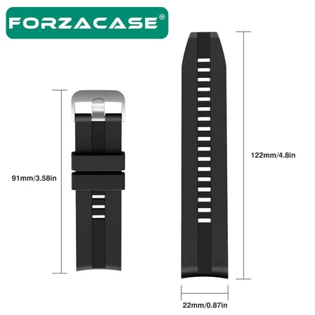Forzacase Havit M9030 Pro 46mm ile uyumlu Tokalı Çizgi Desen Silikon Kordon Kayış - FC369