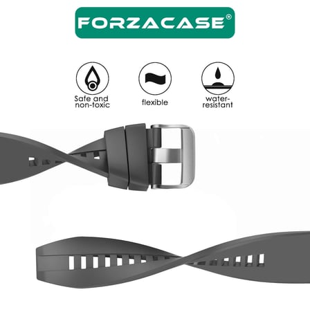 Forzacase Havit M9030 Pro 46mm ile uyumlu Tokalı Çizgi Desen Silikon Kordon Kayış - FC369