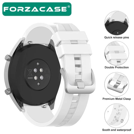 Forzacase Havit M9030 Pro 46mm ile uyumlu Tokalı Çizgi Desen Silikon Kordon Kayış - FC369