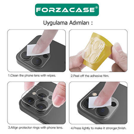 Forzacase iPhone 16 ile uyumlu Kamera Lens Koruyucu Cam Filmi - FC378