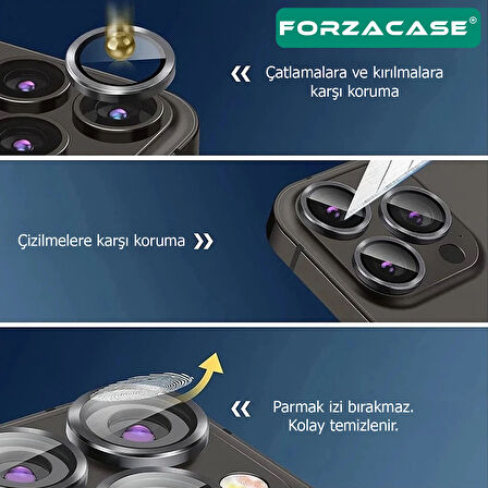 Forzacase iPhone 17 Pro ile uyumlu Kamera Camı Lens Koruyucu Halka Seti - FC381