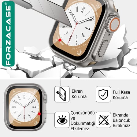 Forzacase Apple Watch 11 42mm uyumlu Full Ekran Kasa Koruyucu ve Watch Ultra Çevirici Kılıf Siyah - FC398