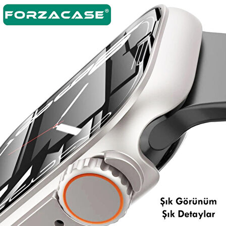 Forzacase Apple Watch 9 45mm ile uyumlu Full Ekran Kasa Koruyucu ve Watch Ultra Çevirici Kılıf FC399