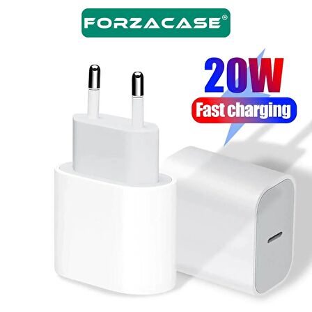 Forzacase iPhone 15 Serisi ile uyumlu Hızlı Şarj Destekli 20W USB-C Güç Adaptörü PD Adaptör - FC400